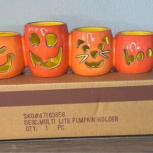 White Barn Candle Co NEW Vintage Halloween Jack O Lantern 4 Votive Candle Holder